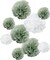 9PCS Dusty Sage Green White Large Tissue Paper Pom Poms Pastel Boho Flowers Wall Hanging Backdrop Centerpieces for Botanical Greenery Baby Shower Wedding Birthday Nursery Décor